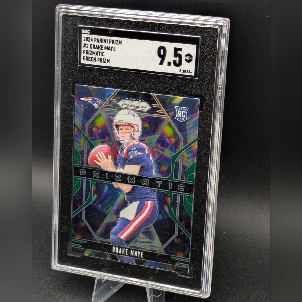 Drake Maye Rookie Card 2024 Green Prizm Prizmatic #2 SP SGC 9.5 Mint Patriots RC - Picture 2 of 4